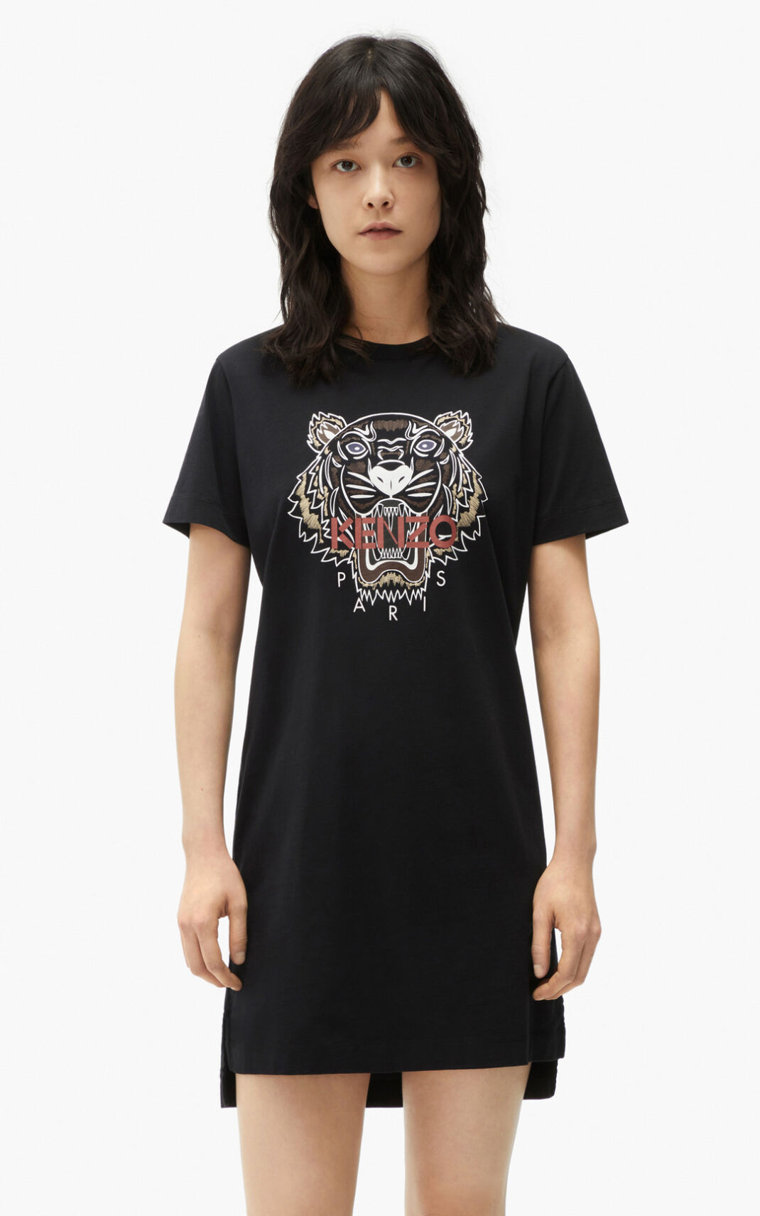 Kenzo Tiger T shirt Dress Black For Womens 1560AHMIZ